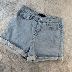 Guess Denim Shorts Women 28 Blue Cuffed High Rise Stretch Jean